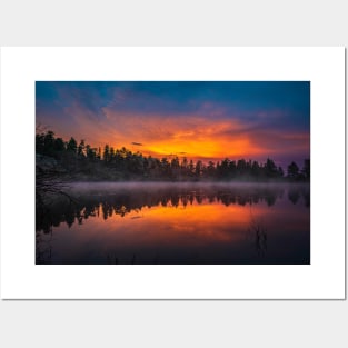 Diamond Lake Sunset Reflection Posters and Art